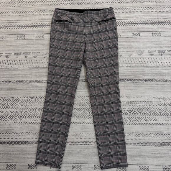 Women's Candie's Audrey Pull On Pant Plaid Black White Pink Medium Low Rise - Picture 1 of 9